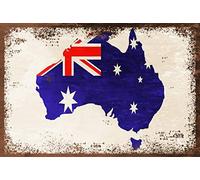 Lotusworld Cartel metálico de Estilo Vintage Australia con Texto en inglés Atlas Map Travel Down Under Metal de 20 x 30 cm
