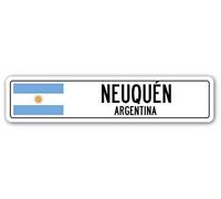 Lotusworld Letrero de aluminio con bandera argentina, de Neuquén Argentina, para pared, 4 x 16 pulgadas