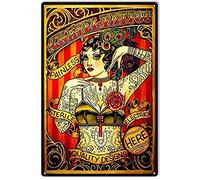 Lotusworld New Warning Sign Chapel Tattoo Lady - Cartel de Chapa para Mujer, 20 x 30 cm