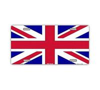 Lotusworld Placa de licencia, cubierta de metal vanidad, bandera británica, Union Jack, placa de matrícula del Reino Unido 15,2 x 30,48 cm