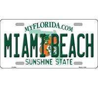 Lotusworld Placa metálica de Metal con diseño de Florida de Miami Beach, 20,3 x 30,5 cm