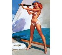 Lotusworld Sailor Pin Up Girl Letrero de metal arqueado, 20 x 30 cm