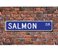 Lotusworld Salmón Salmón Regalo Salmón Señal Salmón Decoración Salmón Lover Rayfinned Fish Trout Fisherman Sign 4x16 Pulgadas