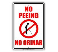 Lotusworld - Señal de Advertencia con Texto en inglés No Peeing No Orinar, diseño bilingüe inglés con gráfico hilarante épico de 8 x 12 Pulgadas