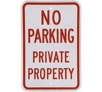 Lotusworld Señal de advertencia de grado ingeniero No Parking Private Property rojo sobre blanco 20,3 x 30,5 cm