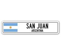 Lotusworld - Señal de Aluminio para Pared de San Juan Argentina con la Bandera de la Ciudad y el Campo, 10,16 x 40,64 cm