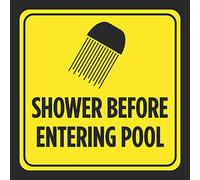 Lotusworld Señal Decorativa de Ducha Antes de Entrar en la Piscina, impresión de Piscinas Amarillas para Jacuzzi de 12 x 12 Pulgadas