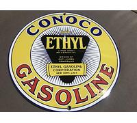 Lotusworld - Señal Redonda con Texto en inglés New Sign Ethyl Gasoline Garage Oil Gas Man Cueva (30.5 x 30.5 cm)