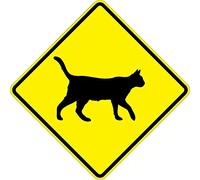 Lotusworld Signo de advertencia de símbolo de cruce de gato, señal de advertencia de metal, 30,5 x 30,5 cm