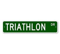 Lotusworld Triatlon, Triatlón Fan Regalo Decoración Señal, Natación, Ciclismo, Running Street Sign de Metal, 4x16 Pulgadas