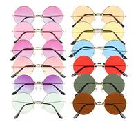 Lotvic 12 Pares de Gafas de Sol de Hippies Redondas, Gafas hippie retro, Hippie Gafas de Sol, Gafas de sol estilo hippie John Lennon, para carnaval, fiestas temáticas, mascarada, hombres y mujeres