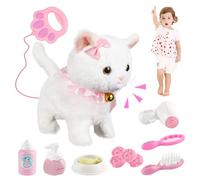 Lotvic Gato de Peluche Electrónico, Gato Interactivo, Gatos Mascota Interactivo Realista, Juguetes de Peluche Interactivos, Caminar, Ladrar y Menear la Cola, Regalos de para Niñi/Niñas de 3-6