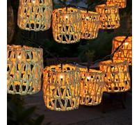 Lotvic Guirnaldas Luces Exterior Solar, Guirnalda Luces Exterior con 10 LED Linterna de Cuerda de Papel, Luminosas para Patio, Jardín, Boda, Partido, IP44 Impermeable