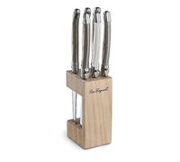 LOU LAGUIOLE - Bloque de 6 cuchillos de carne - Tradition - Acero inoxidable 18/0, acabado brillante - Colores variados