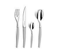 Lou Laguiole Chorro Cubiertos de Mesa/Estuche para 4 Personas, Inoxidable, Acero Satinado, 16 couverts de Table