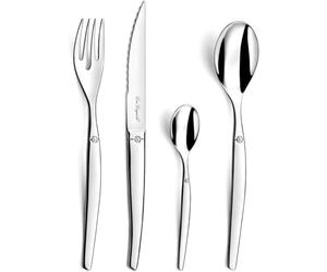 Lou Laguiole Chorro Cubiertos de Mesa/Estuche para 6 Personas, Inoxidable, Acero Espejo, 24 couverts de Table