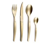 Lou Laguiole - Jet - Posate 16 pezzi Champagne | Juego de cubiertos con cubertería para 4 personas, 16 platos, acero inoxidable 18/0, acabado PVD mate champán, se recomienda