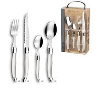 LOU LAGUIOLE Tradition Cubertería 24 piezas Inox 6 personas, Perla | Maleta con 24 cubiertos para 6 personas, acero inoxidable 18/0, acabado brillante, apta para lavavajillas