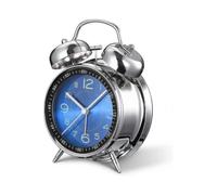 Loud Alarm Clock for Heavy Sleepers Adults,4 Inch Silent Non-ticking Quartz with Backlight,twin Bell (blue)