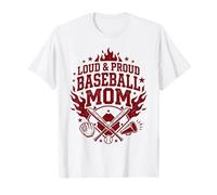 Loud Proud Baseball Mom Cheer Squad Fan Graphic Bats Guante Camiseta