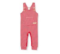 loud + proud Latzhose, Gots Zertifiziert Mono, Tomato/Natural, 98/104 cm Unisex bebé