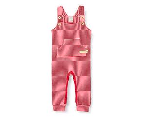 loud + proud Latzhose, Gots Zertifiziert Mono, Tomato/Natural, 98/104 cm Unisex bebé