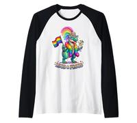 Loud & Proud Rainbow Dino Q'ueen Camiseta Manga Raglan