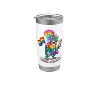 Loud & Proud Rainbow Dino Q'ueen Vaso térmico de acero inoxidable de doble pared