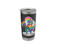Loud & Proud Rainbow Dino Q'ueen Vaso térmico de acero inoxidable de doble pared