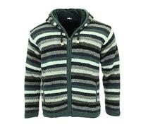 LOUDelephant Chaqueta con capucha de lana tejida a mano unisex S-XXL rayas Space Dye Rainbow, Stripe Greys, L