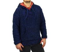 LoudElephant Sudadera con Capucha Mexicana Baja Jerga reciclada - Blue Fleck (Mediana)