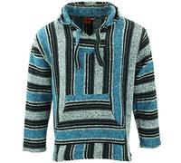 LOUDelephant Sudadera con capucha mexicana reciclada Baja Jerga, talla real M-4XL, azul/gris, M
