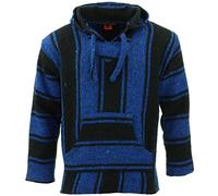 LOUDelephant Sudadera con capucha mexicana reciclada Baja Jerga, talla real M-4XL, azul/negro, L