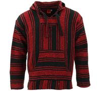 LOUDelephant Sudadera con capucha mexicana reciclada Baja Jerga, talla real M-4XL, Negro Rojo, XXL