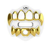 Loudmouth - Protector bucal 3D cromado para adultos y jóvenes, máximo flujo de aire, protección de labios y dientes (rejilla 3D, cromado/dorado)