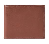 LOUEBICA Cartera para hombre, de piel auténtica, plegable, con bloqueo RFID, delgada, minimalista, bolsillo frontal, con 1 ventana de identificación, Rojo Marrón