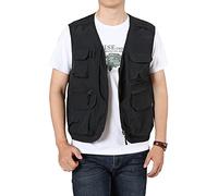 LOUECHY Chaleco ligero para hombre, con múltiples bolsillos, para viajes, senderismo, pesca, Negro , L