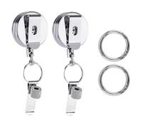 Loufy 2 unidades de portalápices retráctiles, soporte para insignias, clip para bolígrafo, llavero con clip para cinturón y llavero para enfermeras, profesores, camareras, duraderas, fáciles de