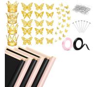 Loufy 40 hojas de papel de regalo de flores impermeables, hojas de papel de regalo para , papel de regalo floral con cintas, alfileres de flores