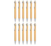 Loufy Bolígrafo de 12 piezas con mina extensible, color negro, 1 mm, madera, color madera