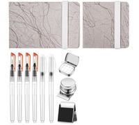 Loufy Juego de 11 mini paletas de acuarela portátiles, 12 paletas de acuarela, bloc de papel de acuarela, cuaderno de bocetos, lápices de pinceles