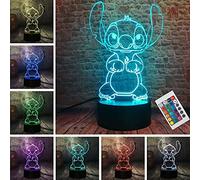 LOUHH Stitch - Luz nocturna 3D LED con control remoto inteligente de 16 colores para decoración de habitación infantil y regalos de festividades