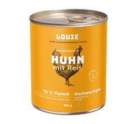 LOUIE Comida húmeda para perros pollo y arroz, 800 g, alimento completo, ingredientes 100% naturales, 95% carne de pollo, comida para perros húmeda fuente de calcio natural, sin conservantes, pienso