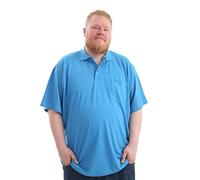 Louie James Polo liso de talla grande y alta con bolsillo en el pecho, de algodón, talla grande, Azul Océano, 4XL Grande