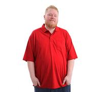 Louie James Polo liso de tamaño grande y alto con bolsillo en el pecho camiseta de algodón rica en talla grande, Rojo Melange, 6X-Large