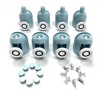 LOUIKAY Rodillo de Ducha 8 Piezas Ruedas de Mampara de Ducha Rodamientos Ruedas para Puerta de Ducha, 4 Superiores y 4 Inferiores, Azul