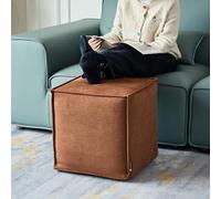 Louis Donné - Funda otomana cuadrada sin relleno, reposapiés de almacenamiento, funda de tela gruesa de alta calidad para sala de estar, recámara, patio, resistente a arañazos y suciedad, color café