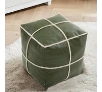 Louis Donné Puf otomano sin relleno de 17.7 x 17.7 pulgadas, reposapiés cuadrado de piel sintética verde con almacenamiento, impermeable, fácil limpieza para sala de estar (solo funda sin relleno)