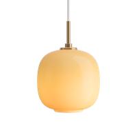 Louis Poulsen Lámpara colgante VL45 Radiohus Ø17.5 cm Brass-amber glass