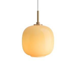 Louis Poulsen Lámpara colgante VL45 Radiohus Ø17.5 cm Brass-amber glass